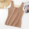 Camiseta térmica de invierno de talla grande para mujer, con forro polar, gruesa, ajustada, combinable y cuello redondo