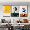 Pintura Decorativa para Sala de Estar, Lujo Accesible y Pintura de Pared Colgante de Fondo para Sofá de Gama Alta, Pintura de Pared Atmosférica de Gama Alta, Mural Tríptico