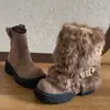 Botas de nieve para mujer de doble uso, suela gruesa, nuevo estilo invierno 2025, antideslizantes, versátiles, forradas de felpa, engrosadas y cálidos zapatos de algodón