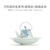 Tazón cubierto de pie alto con pequeña flor azul pintado a mano, taza de té, juego de té kung fu, tetera de cerámica, color bajo cubierta, taza para té de burbujas, tetera de mano antiquemaduras