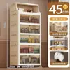 Armario de Almacenamiento sin Instalación, Armario para Ropa de Dormitorio, Estante de Almacenamiento Plegable Simple Multicapa para Hogar, Baño, Cocina