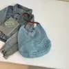 Bolsa de Ombro de Algodão Tecido Grande Capacidade Verão 2025 para Axila Feminina Vazada para Férias na Praia Viagem