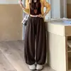 Calça Lanterna Vintage Relaxada de Caimento Solto com Cintura Elástica Outono 2026, Casual Versátil de Nicho, Calça Ultra-Solta com Caimento