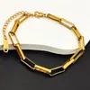 Pulsera Ins de Acero de Titanio Europea y Americana Elegante Nicho Hip-Hop Cadena Cubana Cadena Gruesa Acero Inoxidable Galvanoplastia al Vacío Pulsera de Oro de 18K