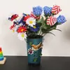 Flores Artificiales Día de la Independencia Ramo Conmemorativo Rojo Blanco Azul Cementerio Bandera Americana Día de los Caídos Decoración del Hogar