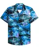 Camisa Hawaiana con Dibujos Animados Impresión 3D Cuello Redondo Manga Corta Sin Planchar Camisa para Hombre Top Casual