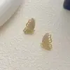Brincos de Tarraxa Dupla Borboleta Pequena Microincrustada Estilo Coreano Feminino Design de Nicho de Luxo Leve Doce Versátil