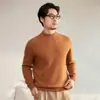 Suéter de Cachemira 100% Cachemira Pura de Cabra Otoño/Invierno Nuevo para Hombre Casual de Color Sólido Cuello Alto Medio Jersey de Punto Cálido