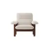 Silla de Ocio Hotel B&B Estilo Francés Sala de Estudio Sofá Silla de Madera Maciza Retro Estilo Crema Silla de Sofá Individual de Lana de Cordero