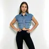 Novo Colete Jeans Transfronteiriço Amazon 2026 para Mulheres, Colete Sem Mangas Estilo Europeu e Americano com Bolsos Grandes, Versátil