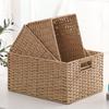 Cesta de almacenamiento de ratán, cesta de almacenamiento para dormitorio, sala de estar, ropa, juguetes, cesta tejida, dormitorio, escritorio, cesta de almacenamiento de cosméticos