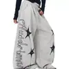 Pantalones de Chándal Talla Grande para Mujer con Estampado de Letras Estrella Estilo Americano, Nuevos Pantalones Casuales Versátiles de Pierna Ancha Sueltos para Verano