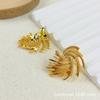 Pendientes de Botón de Lujo Ligero Estilo Hong Kong Vintage de Alta Gama Fuego Artificial Dorado Vintage Personalizados Moda Agujas de Plata 925