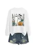 Amazon eBay Loja Independente Moda Casual Divertida Feminina Fantasma Abóbora Flor Morcego Gola Redonda Manga Longa Moletom
