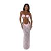 Traje de baño Europeo y Americano para Mujer 2025 Nuevo Top de Tubo Hebilla Metálica Bikini Traje de Baño Sexy Encaje Dividido Falda Larga Conjunto de Tres Piezas