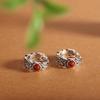 Personalidad Plata S925 Joyería de Plata Estilo Indonesio Aretes de Ágata Roja del Sur Nuevos Aretes Aretes Retro de Plata Tailandesa Envejecidos