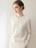 Cárdigan 100% cachemira pura Konsaini para mujer, otoño e invierno, cuello redondo, cierre de botones de una fila, versátil para ir al trabajo, abrigo de suéter tejido