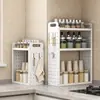 Prateleira de Armazenamento de Cozinha Multifuncional, Porta-Temperos, Suporte de Potes de Condimentos Montado na Parede Sem Furos, Prateleira de Armazenamento de Bancada Multicamadas Montada na Parede
