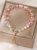 Pulsera de Lazo Europeo y Americano para Mujer, Pulsera de Abeja Mariposa Perla, Pulsera Elegante de Acero Inoxidable de Lujo Ligero, Joyería Transfronteriza