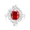 Anillo de Huevo de Paloma Cortado Flor de Hielo de Piedra Preciosa Colorida Más Vendido en Transmisión en Vivo para Mujeres, Chapado en Oro Real Diamante de Alto Carbono Super Brillante Anillo con Forma de Huevo Joyería