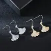 Pendientes de Metal Sencillos Estilo Coreano de Ginkgo para Mujer, Pendientes Dulces y Elegantes, Pendientes Cortos Únicos de Nicho, En Stock