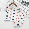Pijama de Tela Espiral de Seda de Hielo, Conjunto Delgado de Verano para Niñas, Conjunto de Dos Piezas para Casa, Ropa para Aire Acondicionado, Estilo Lindo para Niños