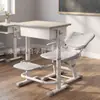 Escritorios y sillas reclinables ajustables para descansos de mediodía, clases de tutoría y academias de repaso; Escritorios y taburetes regulables en altura suministrados directamente del fabricante para pupitres y sillas escolares