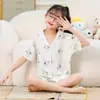Pijama Nuevo para Niñas 2025 Verano Delgado Manga Corta Niños Niñitas Verano Bebé Conjunto Ropa para Casa Exterior