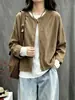 Ropa exterior de primavera y otoño para mujer, corte holgado, chaqueta casual versátil, top corto, cárdigan fino de manga larga de color liso para principios de otoño