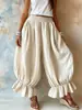 Pantalones de Lino y Algodón Holgados Casuales Estilo Europeo y Americano con Dobladillo Fruncido para Mujer, Novedad Verano 2026