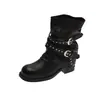 Novidades Femininas Início do Outono Botas Curtas Estilo Country Metal Ajustáveis Aumento de Altura Couro Macio Estilo Desgastado Botas de Cavaleiro Ocidental para Mulheres