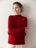 Nuevo Suéter de Cachemira para Mujer Otoño e Invierno, Capa Base de Cuello Alto Medio, Top de Lana Tejido, Suéter de Estilo Holgado y Perezoso