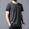 [Entrega rápida] Camiseta de seda gelada de verão masculina, gola redonda, roupas de secagem rápida, manga curta, respirável, tamanho grande, top esportivo masculino solto