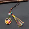 Xizang pingente de borla olho do Deus da Riqueza de cinco vias para interior de carro pendurado Rei zachilam Guanyin de quatro braços Mãe Verde