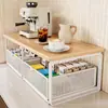 Estante de Almacenamiento de Escritorio Estante de Almacenamiento Tipo Cajón para Cafetera Mostrador de Bar Gabinete de Mesa de Comedor Estante para Bolsitas de Café y Té Caja de Almacenamiento