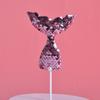 Decoración para tartas con forma de cola de sirena brillante con temática oceánica, con lentejuelas y cola de pez rosa