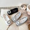 Sapatilhas Quadradas Estilo Francês para Mulheres, Novo Modelo Primavera/Verão 2026, Slip-Ons com Strass, Sapatos de Solado Macio para Combinar com Saias