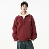 Jaqueta de lapela em couro PU estilo retrô americano, tendência de outono masculina, jaqueta de couro estilosa e descolada estilo motociclista, modelagem solta, peça de outer wear casual versátil