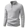 Suéter de punto para hombre, estilo europeo y americano, media cremallera, cuello alto, color liso, manga larga, corte ajustado, para exportación y ventas transfronterizas