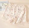 Pantalones de Dormir de Algodón Puro para Maternidad, Estilo Veraniego Delgado, de Cintura Alta, Pantalones con Soporte Ajustable para el Vientre, Shorts de Gasa de Doble Capa, No Aprietan el Vientre, Se Pueden Usar Afuera
