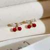 Brincos de Cereja Versáteis de Alta Qualidade, Brincos Femininos Simples de Laço, Brincos Fofos de Zircônia