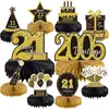 Decoração de Festa de Aniversário de Luxo Preto e Dourado para Adultos, Enfeites e Suprimentos de Favo de Mel, Presentes de Mesa para Festa de Aniversário