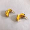 Pendientes huecos de oro chapados en cobre nuevos de estilo europeo y americano para mujer, pequeños y modernos, elegantes, con incrustaciones de diamantes, personalidad, ligeros y lujosos.