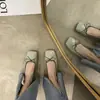 Zapatos planos de mujer estilo Chanel 2026 modelo nuevo primavera/otoño con lazo, punta cuadrada, suela plana, corte bajo, zapatos de abuela versátiles para el trabajo