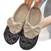 Sandalias Planas de Lino Tejido Estilo Coreano de Verano para Mujer, tipo Mocasín Holgado, con Encaje Hueco y Parte Superior de Malla