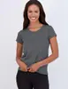 Nailon Catiónico Seda Transfronterizo Nueva Camiseta de Manga Corta para Mujer Verano Holgada Ropa de Fitness Deportiva Color Piel Hombro Derecho Secado Rápido Yoga