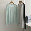 Ligeramente Transparente Con Abertura en la Axila Manga Larga Ropa Protectora del Sol Básica Estilo Coreano Simple Verano Holgada Aspecto Adelgazante Camiseta Top