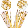 Gran número de pajitas de papel desechables al por mayor pajita con bronceado pajita color oro rosa pajita de estrella de cinco puntas de lunares fiesta