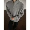Suéter de cuello medio para hombre con cremallera, chaqueta de punto holgada estilo coreano de invierno, moda casual juvenil para hombre con cuello alto moderno