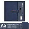 Conjunto de Caixa de Presente com Logotipo Personalizado para Caderno Caderno de Alta Qualidade com Fivela em Forma de U A5 Livro de Registro para Reuniões de Trabalho